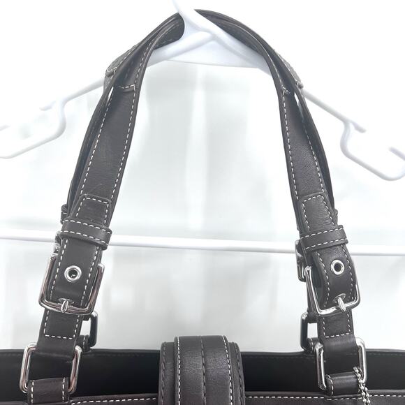 Coach Hampton Shoulder Handbag Purse Brown Signature C Jacquard & Leather - Picture 6 of 13